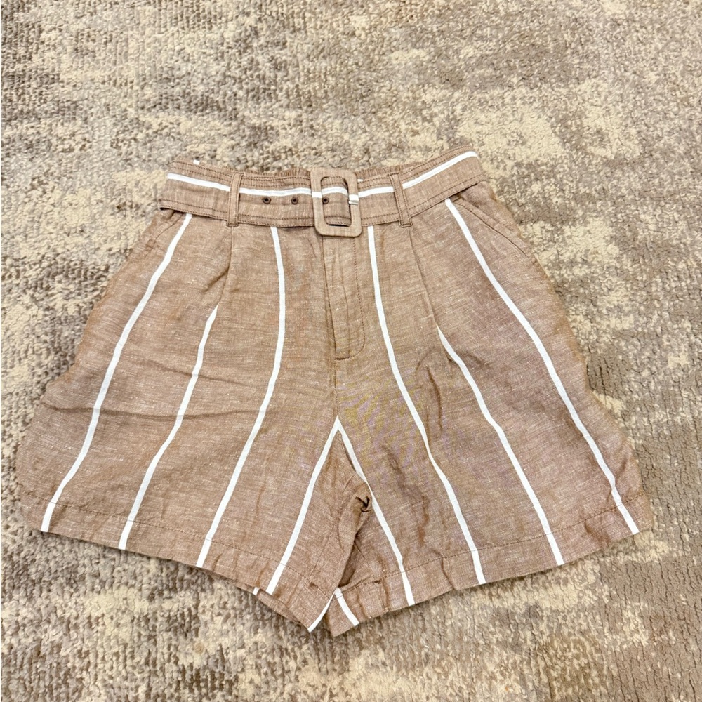 A New Day High Waist Tan and White Striped Shorts